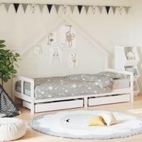 Kinderbedframe met lades 80x200 cm massief grenenhout wit - thumbnail