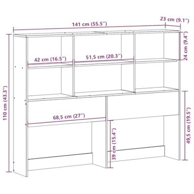Hoofdbord met opbergruimte 135 cm massief grenenhout wasbruin