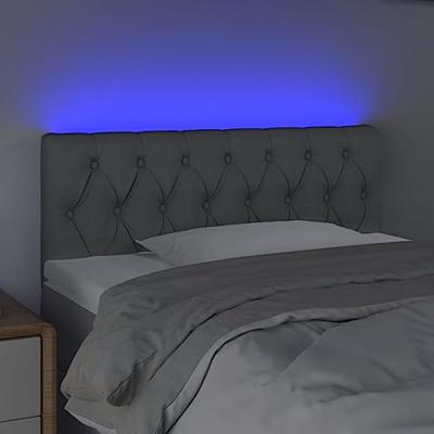 Hoofdbord LED 90x7x78/88 cm stof lichtgrijs