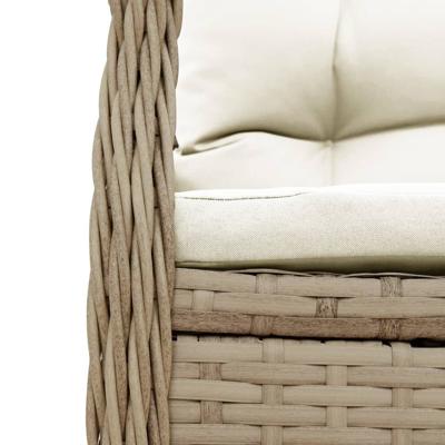 3-delige Bistroset met kussens poly rattan beige - thumbnail