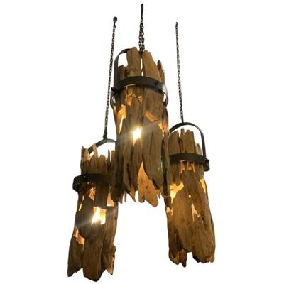 Plafondlamp Home ESPRIT Ijzer Teakhout 160 x 30 x 40 cm