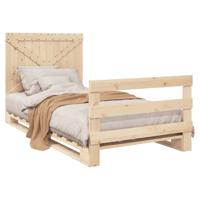 Bedframe met hoofdbord massief grenenhout wit 140x200 cm - thumbnail