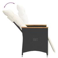 Tuinstoelen 2 st verstelbaar met kussens poly rattan zwart - thumbnail