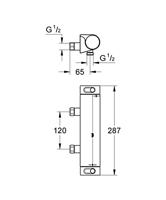GROHE Grohtherm 2000 douchekraan thermostatisch 12cm hartafstand chroom 34171001 - thumbnail