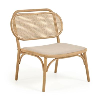 Kave Home Fauteuil 'Doriane' Eikenhout en Rotan, kleur Naturel