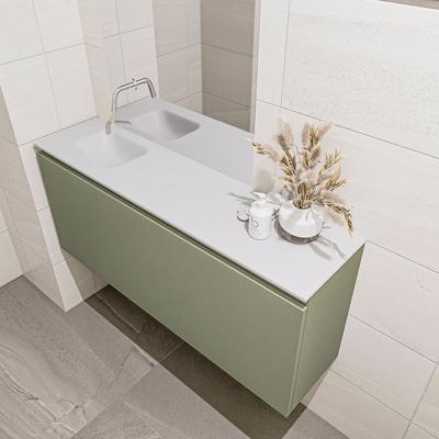 MONDIAZ OLAN 120cm toiletmeubel army. LEX wastafel talc links geen kraangat