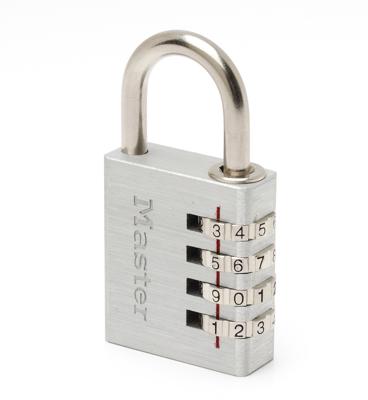 Masterlock 40mm - solid aluminium body with brushed metal finish - 27mm chrome pl - 7640EURD
