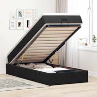 Ottoman bed met matras 80x200cm fluweel zwart - thumbnail