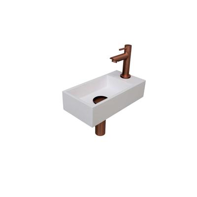 INK - Fonteinpack Polystone Rechts incl. Fonteinkraan - Design Sifon - Design Plug en Montageset - 360x180x90 Mm - Glans Wit/mat Rose Goud