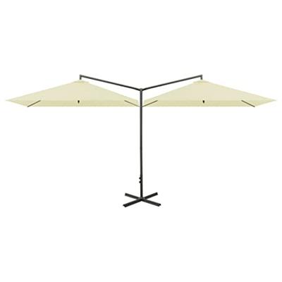 VidaXL Parasol dubbel met stalen paal 600x300 cm zandkleurig VidaXL Parasol dubbel met stalen paal 600x300 cm zandkleurig