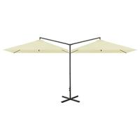 VidaXL Parasol dubbel met stalen paal 600x300 cm zandkleurig - thumbnail