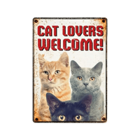 Plenty Gifts waakbord blik cat lovers welcome - thumbnail