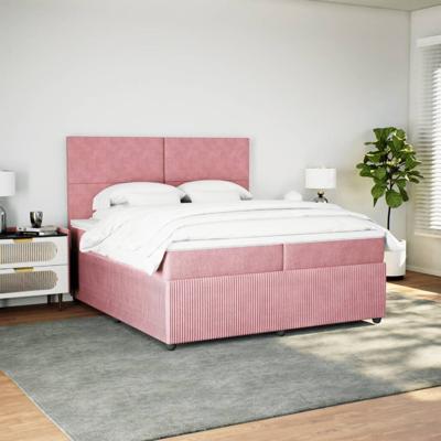 Boxspring met matras fluweel roze 200x200 cm