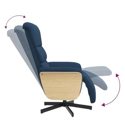 Fauteuil verstelbaar met voetensteun stof blauw Fauteuil verstelbaar met voetensteun stof blauw