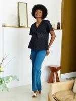 Blouse voor zwangere vrouwen in Engels borduurwerk zwart - thumbnail