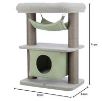 TRIXIE Junior Lunito 44442 Krabpaal, 71 cm, in grijs/mint, kleine kattenboom, op 2 niveaus, met kattenmand, kattenhuis met krab- en slaapmogelijkheid, gezellig en stabiel - thumbnail