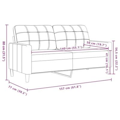 Tweezitsbank 140 cm fluweel lichtgrijs