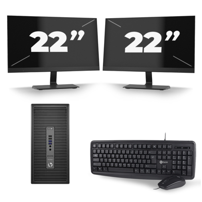 HP ProDesk 600 G2 Micro Tower - Intel Core i5-6e Generatie - 8GB RAM - 256GB SSD - Windows 11 + 2x 22 inch Monitor