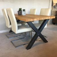 Set van 4 leren eetkamerstoelen - met sledepoot - wit leer - Echt leer, Industrieel, ontdek de vele Leersoorten en Kleuren bij ShopX - thumbnail