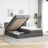 Ottoman bed met matrassen 200x200cm stof donkergrijs - thumbnail