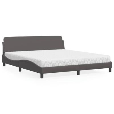 Bed met matras kunstleer grijs 180x200 cm - thumbnail