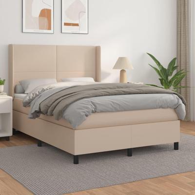 Boxspring met matras kunstleer cappuccinokleurig 140x190 cm