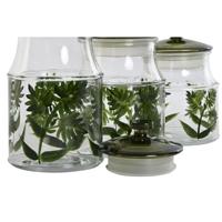 Set van 3 Potjes Home ESPRIT Groen Kristal 1,2 L 3 Onderdelen - thumbnail