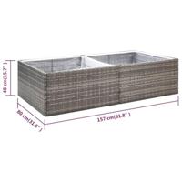 VidaXL Plantenbak 157x80x40 cm poly rattan grijs - thumbnail