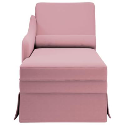 Chaise longue met bolster en rechterarmleuning fluweel roze