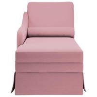 Chaise longue met bolster en rechterarmleuning fluweel roze - thumbnail