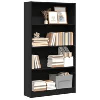 Boekenkast 80x24x143 cm bewerkt hout zwart - thumbnail