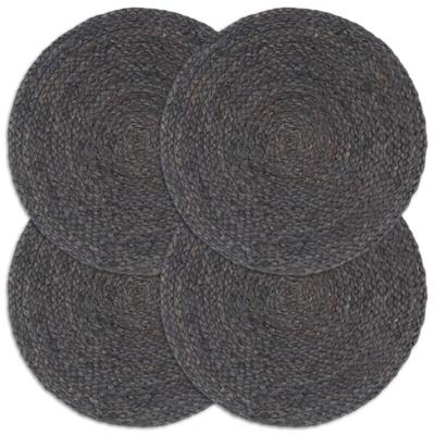 VidaXL Placemats 4 st rond 38 cm jute donkergrijs VidaXL Placemats 4 st rond 38 cm jute donkergrijs