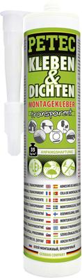 PETEC montagelijm "kleben & dichten" assembly adhesive 290ml transparent