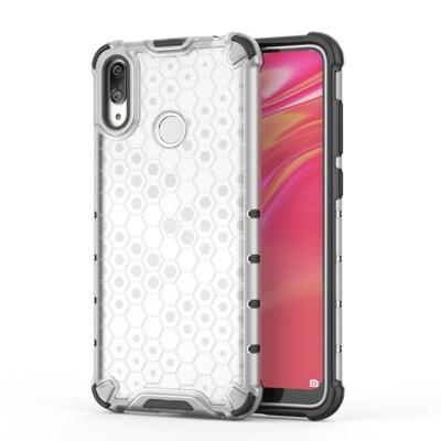 Honingraat schokbestendig PC + TPU Case voor Huawei Y7 (2019) (transparant)