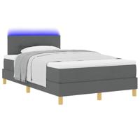 Boxspringbed met Matras & LED Donkergrijs 120x190 cm Stof - thumbnail