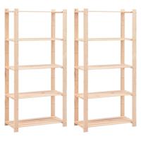 Opbergrekken 5-laags 2 st 80x38x170 cm grenenhout 250 kg - thumbnail