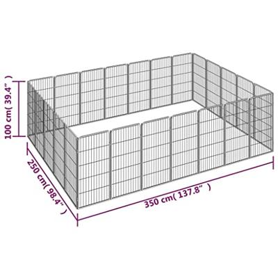 Hondenkennel 24 panelen 50 x 100 cm gepoedercoat staal zwart