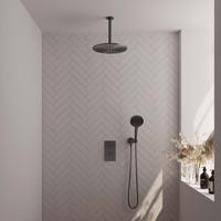 Regendoucheset Inbouw Brauer Gunmetal Edition Thermostatisch 30 cm met 3-Weg Omstelling, Plafondarm en 3-Standen Handdouche Geborsteld Gunmetal Brauer - thumbnail