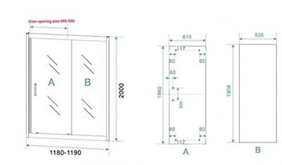 Saqu Sturdy douchecabine met schuifdeur incl. antikalk 120x100x200cm mat zwart