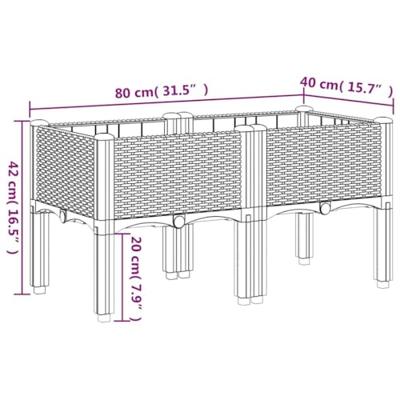 VidaXL Plantenbak met poten 80x40x42 cm polypropeen blauwgrijs