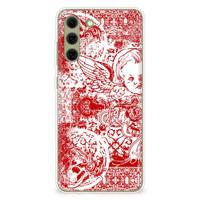 Silicone Back Case Samsung Galaxy S21FE Angel Skull Rood - thumbnail