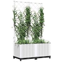Plantenbak met latwerk 80x40x136 cm polypropeen wit - thumbnail