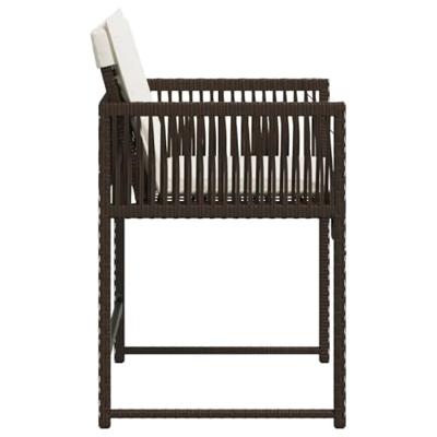 Tuinstoelen 4 st met kussens poly rattan bruin - thumbnail