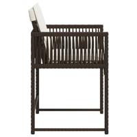 Tuinstoelen 4 st met kussens poly rattan bruin - thumbnail