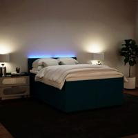 Boxspring met matras fluweel blauw 160x200 cm - thumbnail