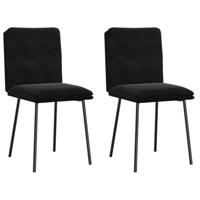Eetkamerstoelen 2 st fluweel zwart - thumbnail