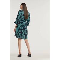ESPRIT Women Collection jurk met all over print en ceintuur blauw/zwart - thumbnail
