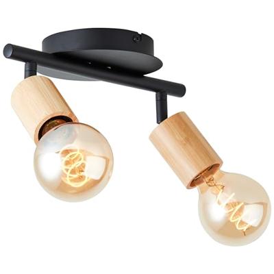 Brilliant 2-lichts plafondlampTiffany zwart met hout - 99682/76