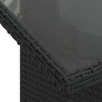 Tuintafel met glazen blad 100x55x73 cm poly rattan zwart - thumbnail