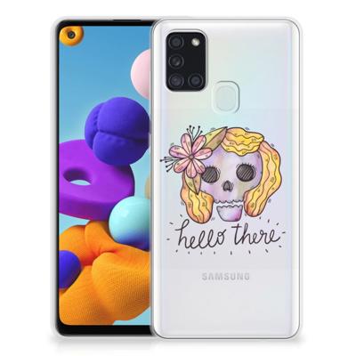Silicone Back Case Samsung Galaxy A21s Boho Skull Silicone Back Case Samsung Galaxy A21s Boho Skull